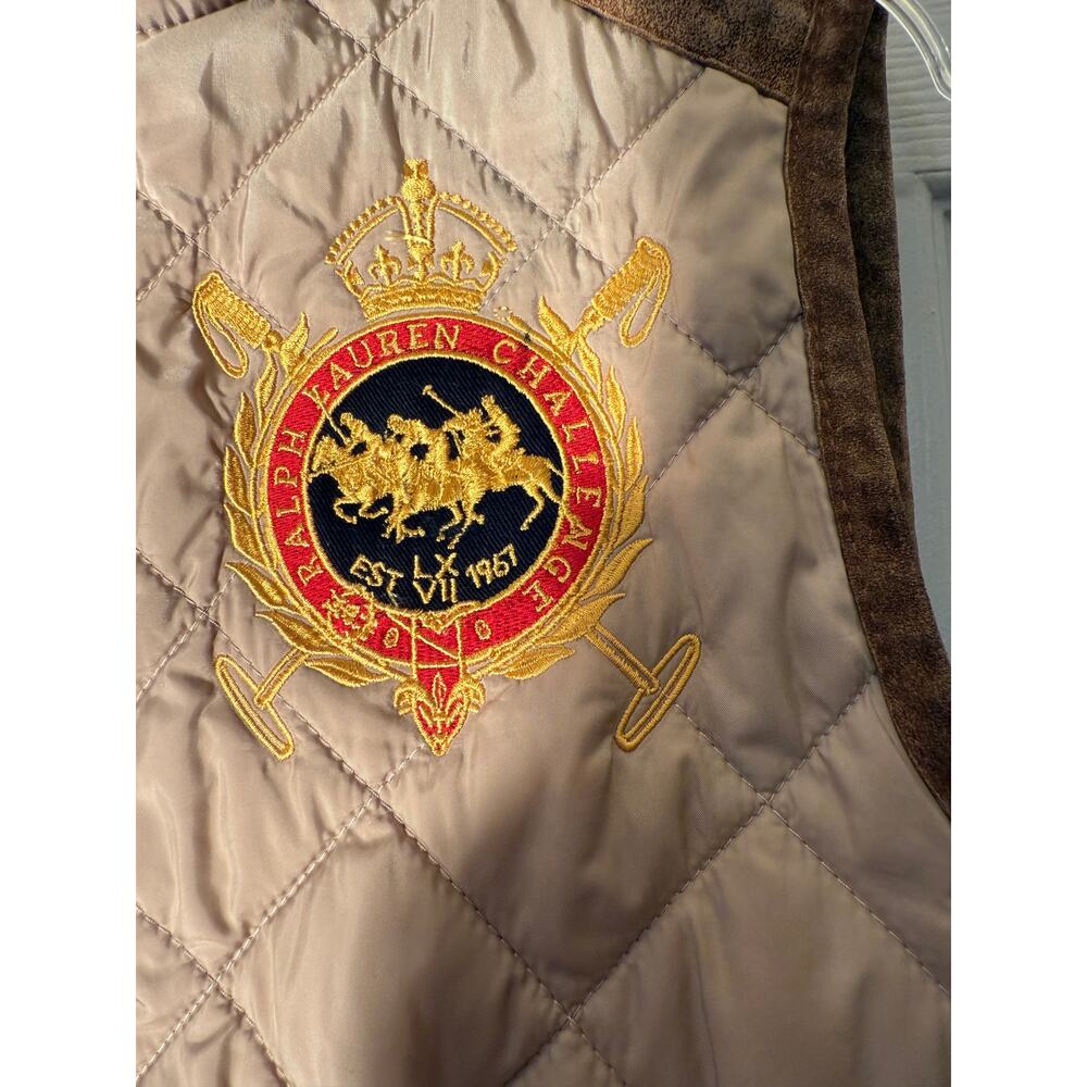 Ralph Lauren Sport Vest Brown Country Riders Jockey Club Challenge Crest Sz XS - Picture 5 of 16